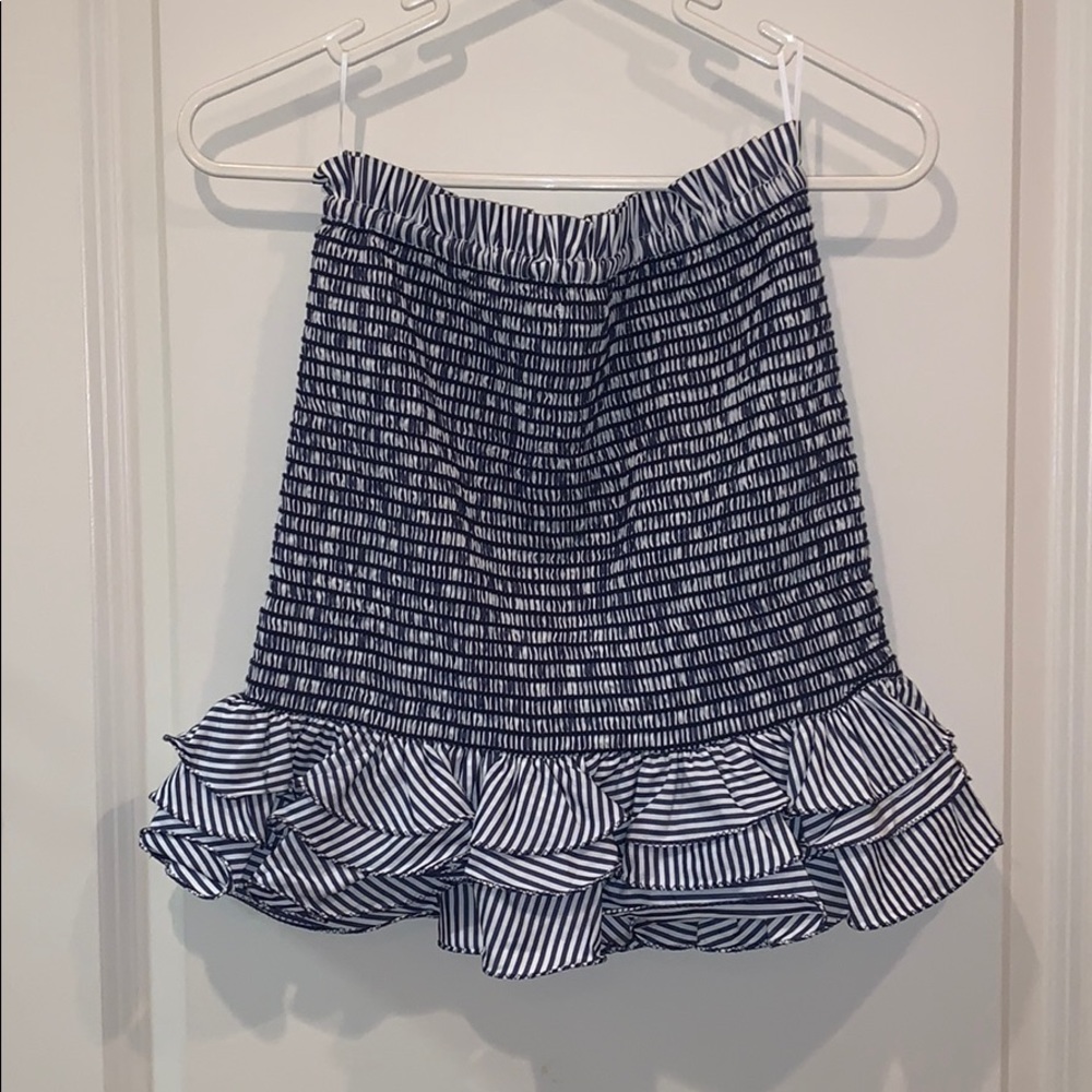 Smocked blue striped shirt/ skirt